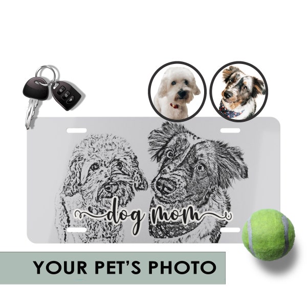 Custom Dog Photo License Tag, Dog Portrait Car Tag, License Plate with Photo, Custom Pet Photo Gift