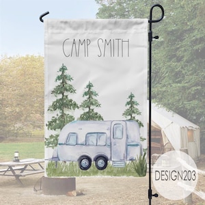 Personalized Campsite Flag | Happy Camper | RV Garden Flag | Glamping