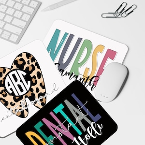 Personalized Medical & Dental Style Mouse Pad-Nurse Desk Accessory-Personalized Mouse Pad -Mother&#39;s Gift-Caregiver Mouse Pad