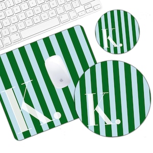 Monogrammed Skinny Stripe Mouse Pad: Custom Desk Accessory, USA Made