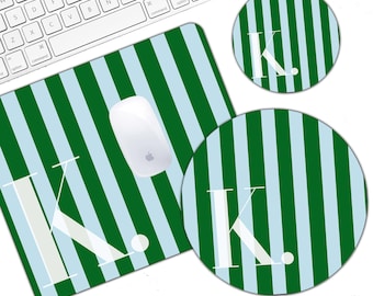 Monogrammed Skinny Stripe Mouse Pad: Custom Desk Accessory, USA Made