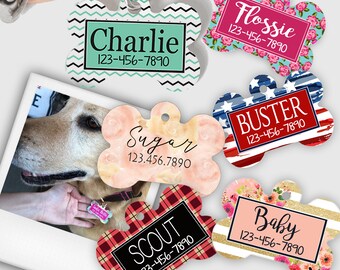 LARGE Pet Tag with Name-New Pet Tag, 2"x 1.25"Bone Tag, Pet ID Tag, Pet Tag, Personalized Pet Tag, Big Dog Tag, Made in USA