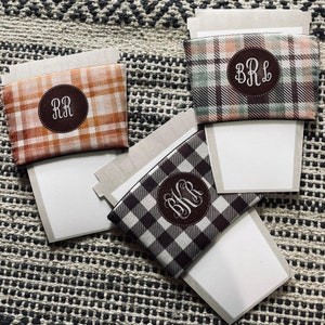 Reusable Plaid Monogram Coffee Cup Sleeve-Custom Monogrammed Coffee Sleeve-Personalized Neoprene Coffee Wrap-Personalized Gift