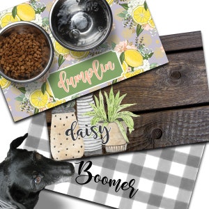 Personalized Pet Mat, Custom Pet Placemat, Pet Food Bowl Mat, Cat Lover Gift, Dog Lover Gift, Farmhouse Dog Mat