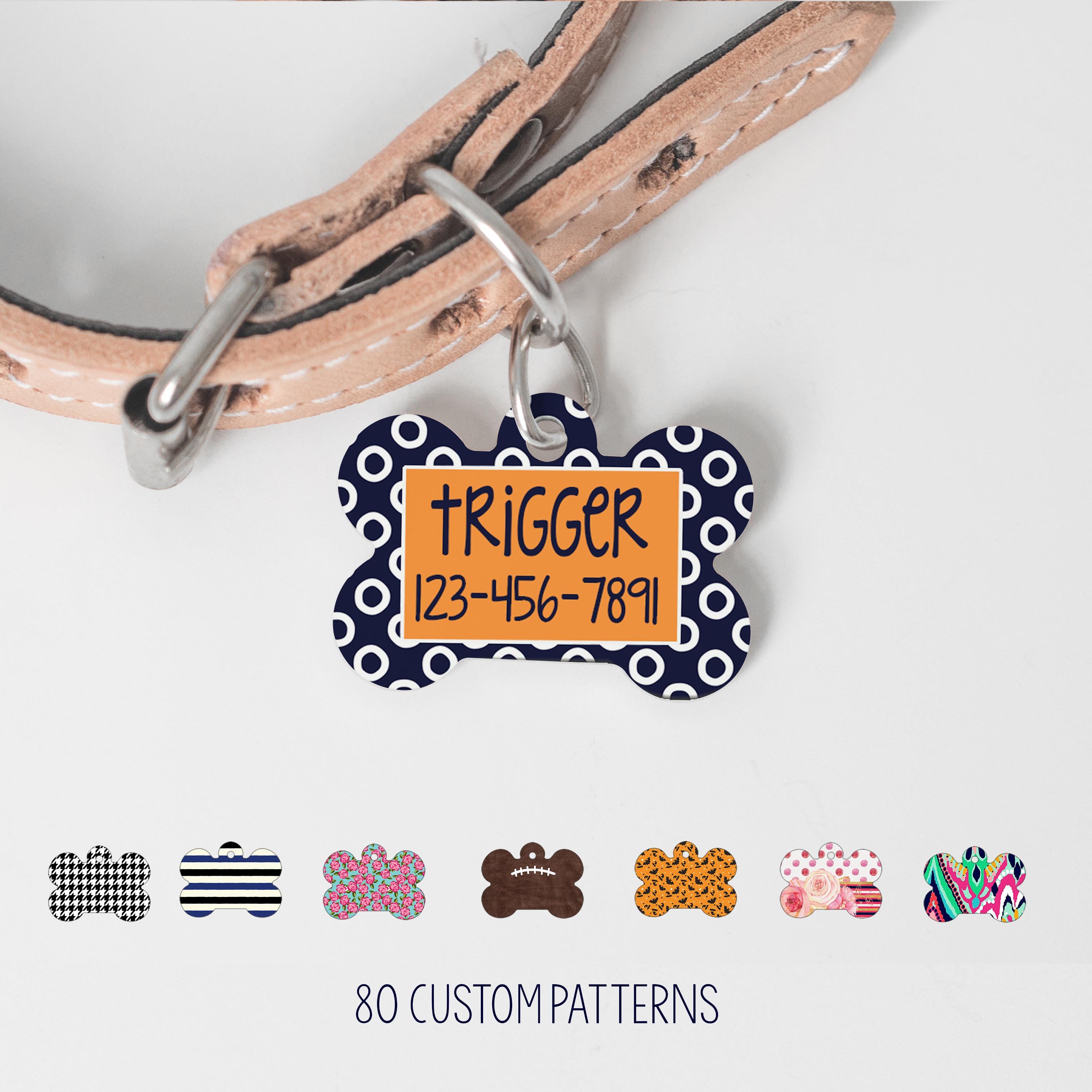 Personalized Pet ID Tag: Custom Dog Name & Number, 80 Designs