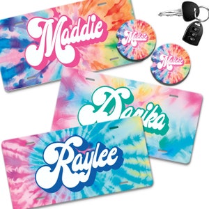 Tie Dye Style Car License Tag - Custom Tie dye Designs License Plate and\or Coasters -Car License Plate - Tie Dye Style Car Coasters