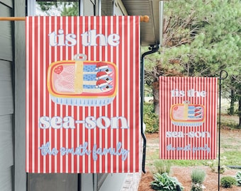 Coastal Christmas Garden Flag: Sardine Holiday Decor