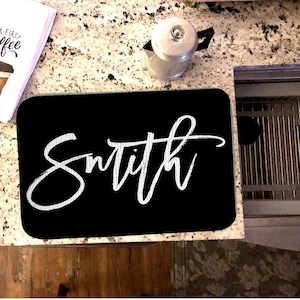 Custom Dish Drying Mat - Personalized Dish Mat- Modern Farmhouse Kitchen Decor - Dish Drying Mat -  Kitchen Dish Mat