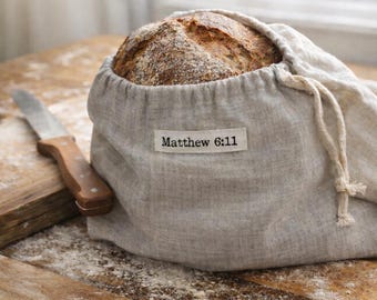 Customized Cotton Bread Bag for Sourdough | Reusable Bread Storage Bag | Artisan Bread Keeper | Farmhouse Kitchen | Cotton Linen Bread Bag