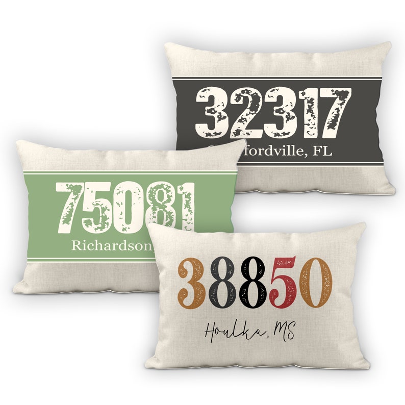 Zipcodehome Town Throw Pillow 14x18 Zip Code Etsy