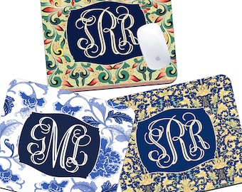 Chinoiserie Monogram Mouse Pad: Personalized Desk Accessories