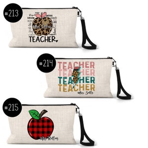 Personalized Teacher Wristlet Gift Pouch for Teacher Personalized Teacher Gift-Teacher Cosmetic Bag-Custom Gift-Gift Bag for Teacher image 6