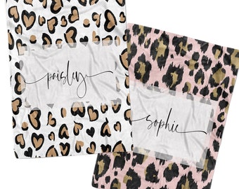 Leopard Print Blanket, Animal Print Blanket, Custom Name Blanket, Personalized Blanket for Kids, Animal Print Nursery Decor, Toddler Blanket