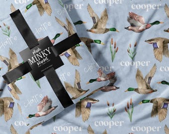 Personalized Mallard Duck Baby Blanket: Minky Nursery Blanket