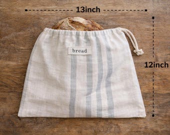 Customized Cotton Bread Bag for Sourdough | Reusable Bread Storage Bag | Artisan Bread Keeper | Farmhouse Kitchen | Cotton Linen Bread Bag