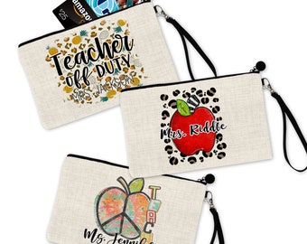 Personalized Teacher Wristlet Bag- Gift Pouch for Teacher -Personalized Teacher Gift-Teacher Cosmetic Bag-Custom Gift-Gift Bag for Teacher