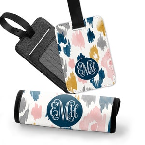 Personalized Luggage Handle Wrap & ID Tag Set: Monogram Travel Accessories