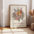 Boho Birth Flower Family Bouquet Print: Custom Floral Wall Art