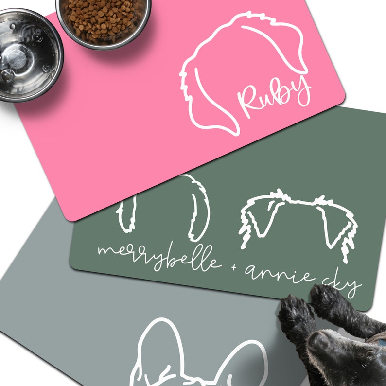 Custom Dog Placemat, Dog Ears Placemat, Personalized Dog Mat, Custom New Puppy Gift image 1