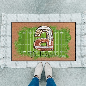 Personalized Football Gameday Door Mat - Gameday Rug - Tailgate - Coir Style Rug - Front Door Rug