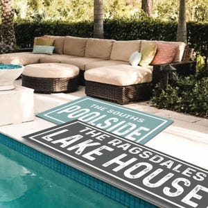 Custom Lakehouse Runner-Poolside Runner Mat - Personalized Lake House Mat - 24&quot;x68&quot; Runner Mat - Customized 24&quot;x36&quot; Decorative Outdoor Mat