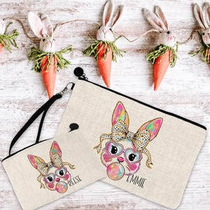 Personalized Easter Treat Bag- Gift Pouch Easter -Personalized Easter Gift-Easter Bunny Bag-Customized Easter Bag- Wristlet Easter Gift Bag