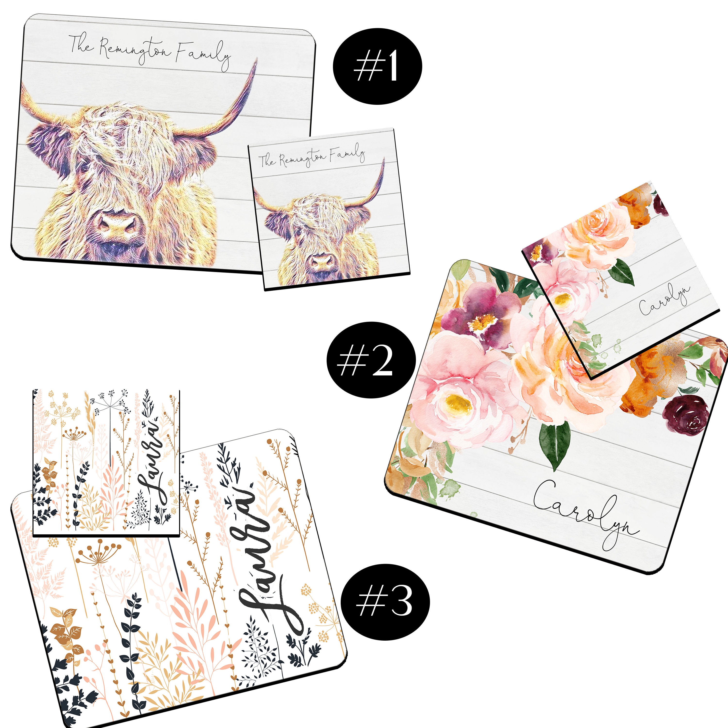 Personalized Mouse Pad & Coaster Desk Set Matching Desk Set Etsy