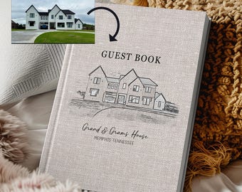 Custom Sketched Home Portrait Guest Book: Airbnb Welcome Book