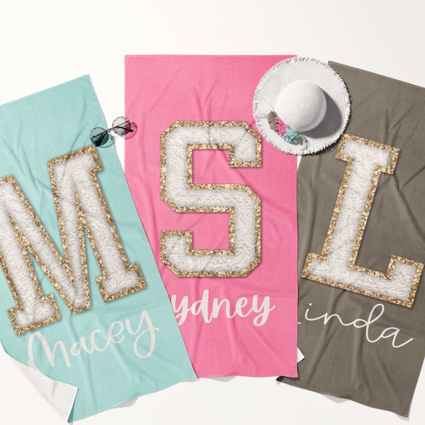 Initial Beach Towel Etsy