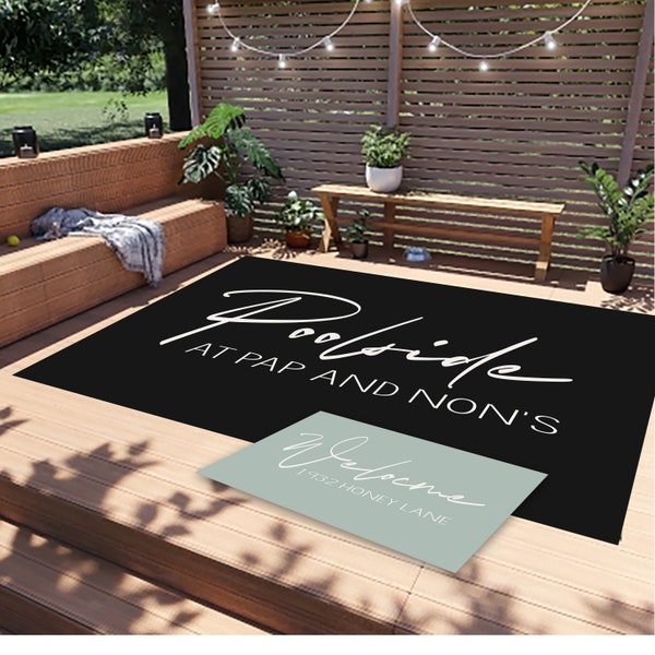 Outdoor Area Grill & Poolside Throw Rug - Customized Area Rug- Personalized Outdoor Rug - 5 sizes Outdoor Area Rug - Custom Porch Rug