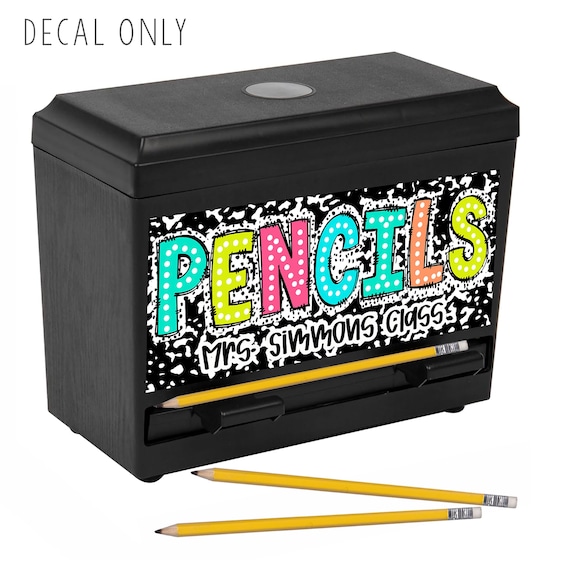 Personalized Teacher Pencil Dispenser Label: Custom Teachers Pencil Container Decal