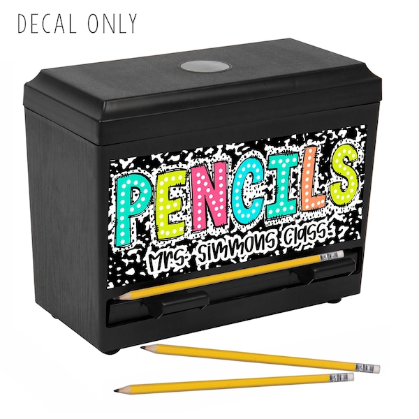 Personalized Teacher Pencil Dispenser Label: Custom Teachers Pencil Container Decal