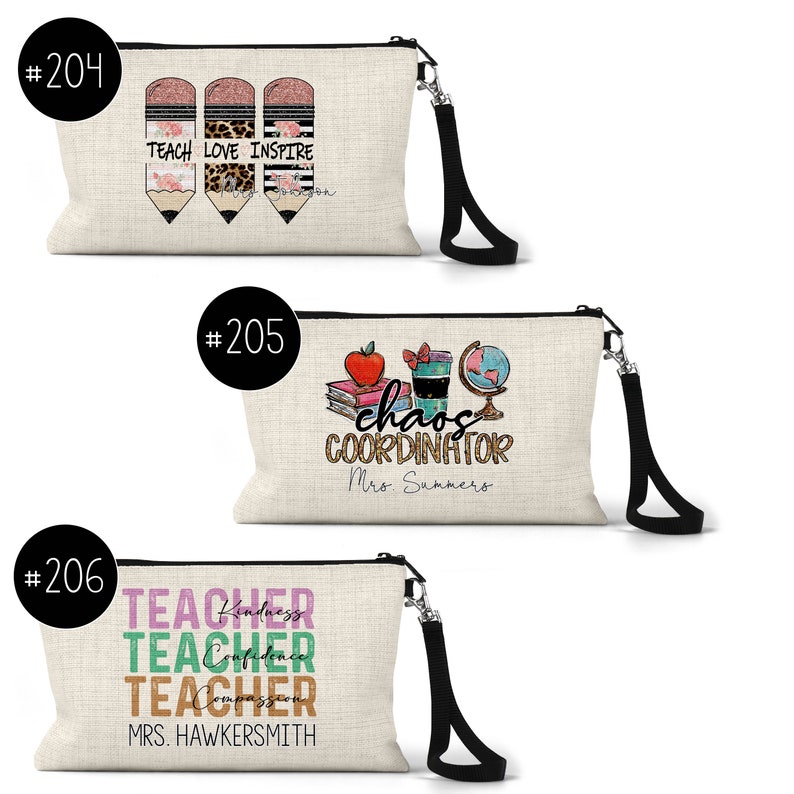 Personalized Teacher Wristlet Gift Pouch for Teacher Personalized Teacher Gift-Teacher Cosmetic Bag-Custom Gift-Gift Bag for Teacher image 3