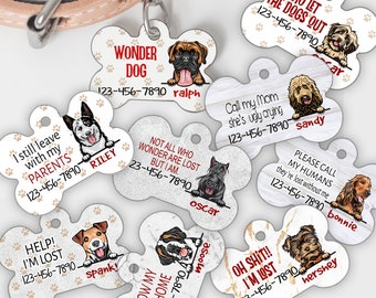 Personality Pet Tags-Personalized Pet ID Tag- 90 Breed Personality-Bone Pet Tag-Personalized Dog Tags-Personalized Bone Tag-Pet Accessory