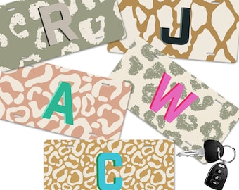 Safari Animal Print Car Tag: Personalized Initial License Plate