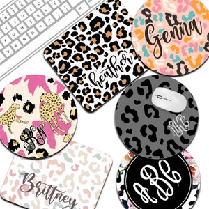 WILD SIDE Personalized Mouse Pads - Monogrammed Mouse Pad -Round or Rectangle-Monogram Gifts-Desk Accessories-Personalized Gift
