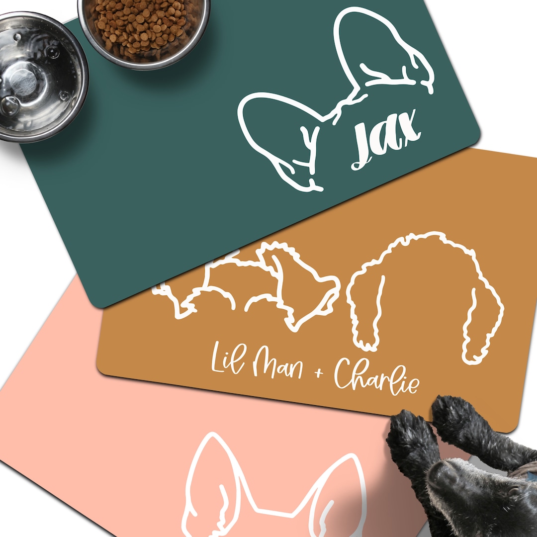 Personalized Pet Feeding Mats, Pet Placemat, Nonslip Dog Mat, Dog Lover