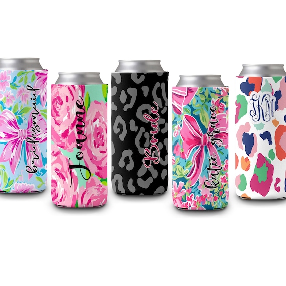 Personalized Slim Tall Can Cooler personalized 12 Oz Beer Can Hugger monogrammed Can Hugger in 2 Sizes Great for Bridal Party Gifts Etsy
