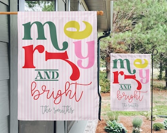 Merry and Bright Christmas Flag: Garden or House Decor