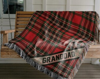 Personalized Tartan Plaid Woven Cotton Throw Blanket: USA Made