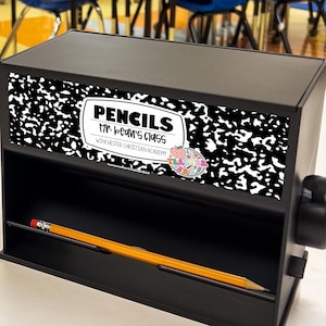 Etiqueta personalizada para dispensador de lápices para profesores: calcomanía impermeable (19,5 x 6,35 cm)