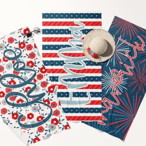 Fourth of July Beach Towel, Custom Beach Towel, Patriotic Beach Towel, Bachelorette Beach Trip, Kids Beach Towel