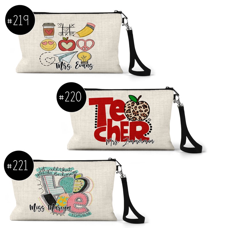 Personalized Teacher Wristlet Gift Pouch for Teacher Personalized Teacher Gift-Teacher Cosmetic Bag-Custom Gift-Gift Bag for Teacher image 8
