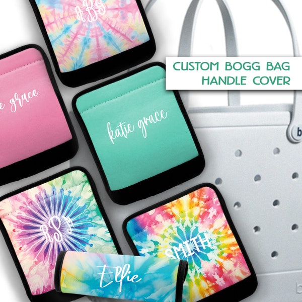 Personalized Tie Dye Bogg Bag, Personalized Summer Solid Luggage Handle Wrap, Bogg Bag Accessories, Personalized Gift, Monogram Gift