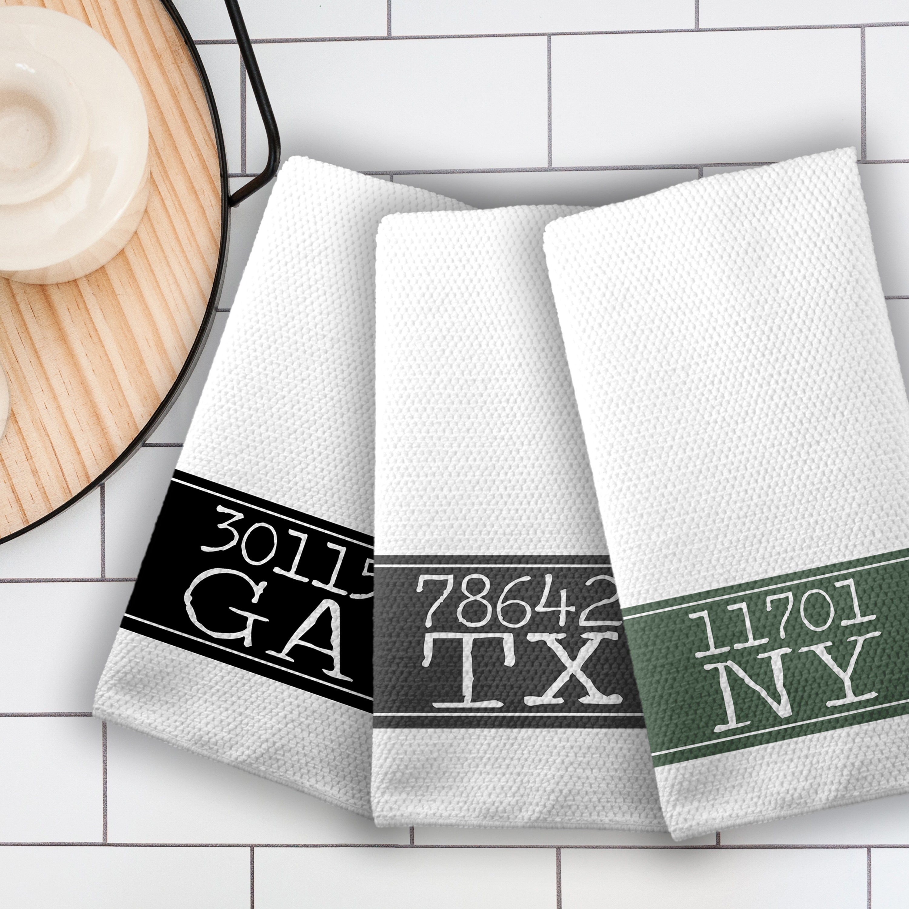 Custom Home State Zip Code Dish TowelCustom made Dish Towel My Home