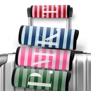 Personalized Skinny Stripe Bogg Bag Handle Wrap: Neoprene Luggage ID
