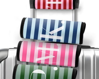 Personalized Skinny Stripe Bogg Bag Handle Wrap: Neoprene Luggage ID