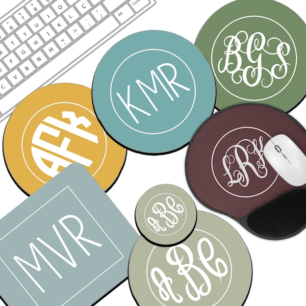 Monogrammed Mouse Pads - BOHO Mouse Pad -Round, Rectangle or Gel Support-Monogrammed Desk Accessories-Design Your Own - Printed in USA