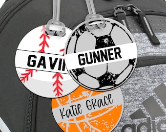 Personalized Sports Bag Tag-Luggage Tag-Personalized Backpack Tag-Soccer-Baseball-Basketball-Team Gift-Luggage ID Tag-Ball Team