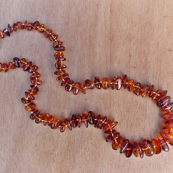 Necklace - old amber necklace - amber long necklace - Baltic amber - raw amber necklace - amber nuggets - amber chips - old amber beads -